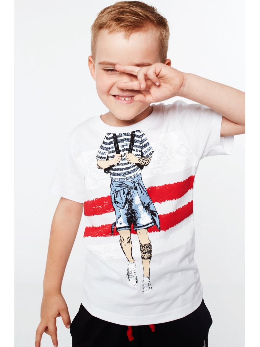 Boy\'s T-shirt with print, white NDZ4461 - Online store - Boutique